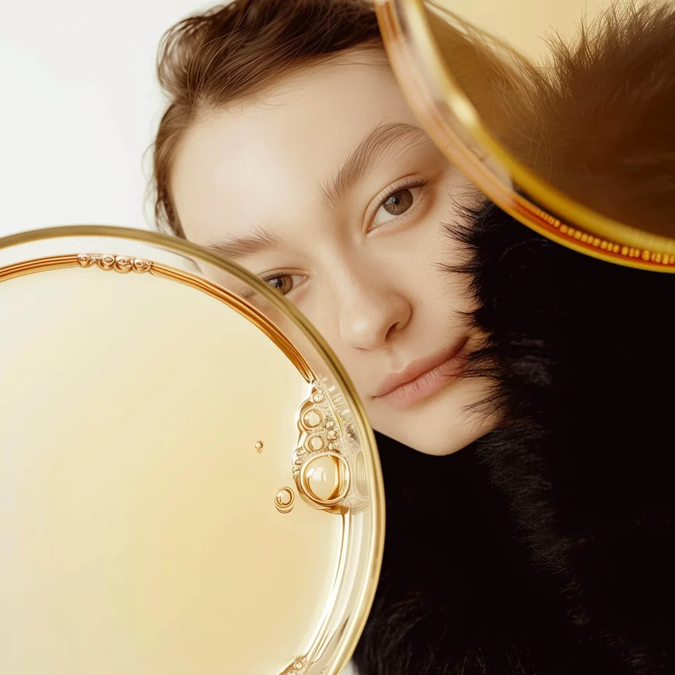 24Auro golden beauty campaign with sculptural mirrors